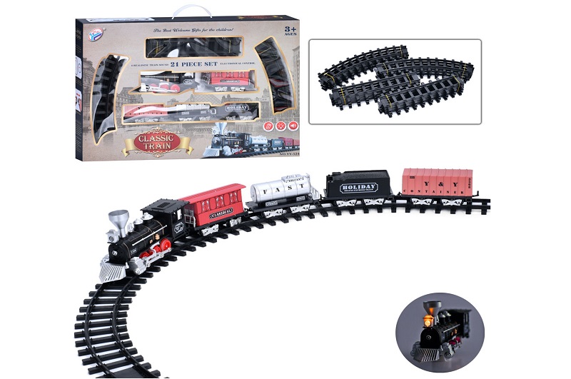 ЗД YY-524 (6шт) 191-87см, локомотив, 4 вагона, 21дет, звук, світло, на бат-ці, в кор-ці, 61-41,5-8,5