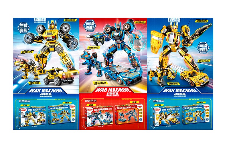 Конструктор L33003-4-10 (24шт) 3в1(робот, машина, монстр), 3 види(356д, 364д, 395д), в кор-ці, 38,5-