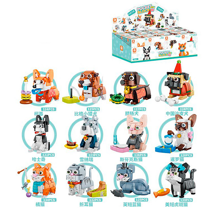 Конструктор FC8283 (96шт) тварина (кіт/собака), від 123дет, в кор-ці, 12шт(12 видів) в дисплеї, 41-1