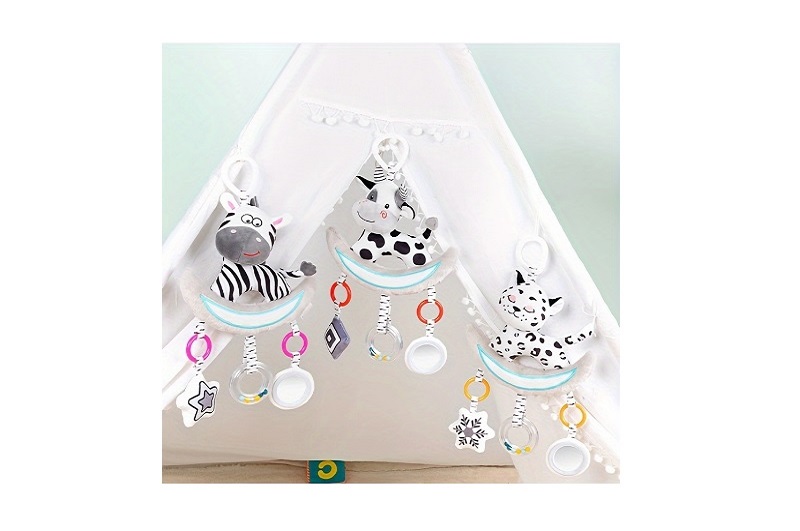 Брязкальце YE5134 підвіска тваринки м'яке,муз.з люстерком.3в.кул. /40/