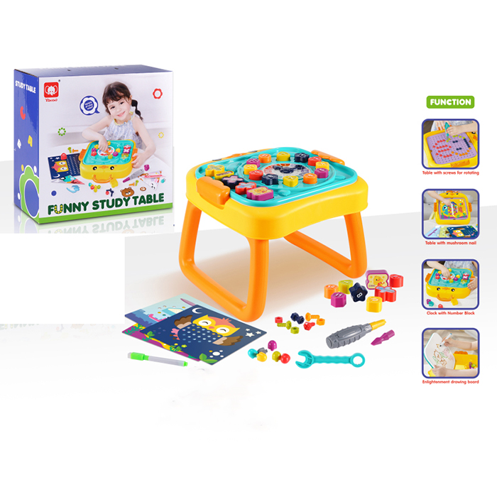 Гра 835 (18шт) столик, 29,5-29-24,5см, ігрова панель двостороння, картки, сортер, годинник-тріскачка