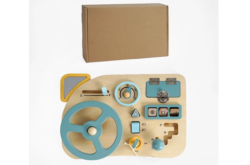 Бізіборд C 64852 (16) 30*22*6 см, імітація керування машиною, 10 елементів, в коробці