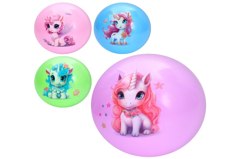 М'яч дитячий MS 4407 Упак6шт(144шт) 9 дюймів, 57-60г, принт-єдиноріг, мікс видів/4 кольори