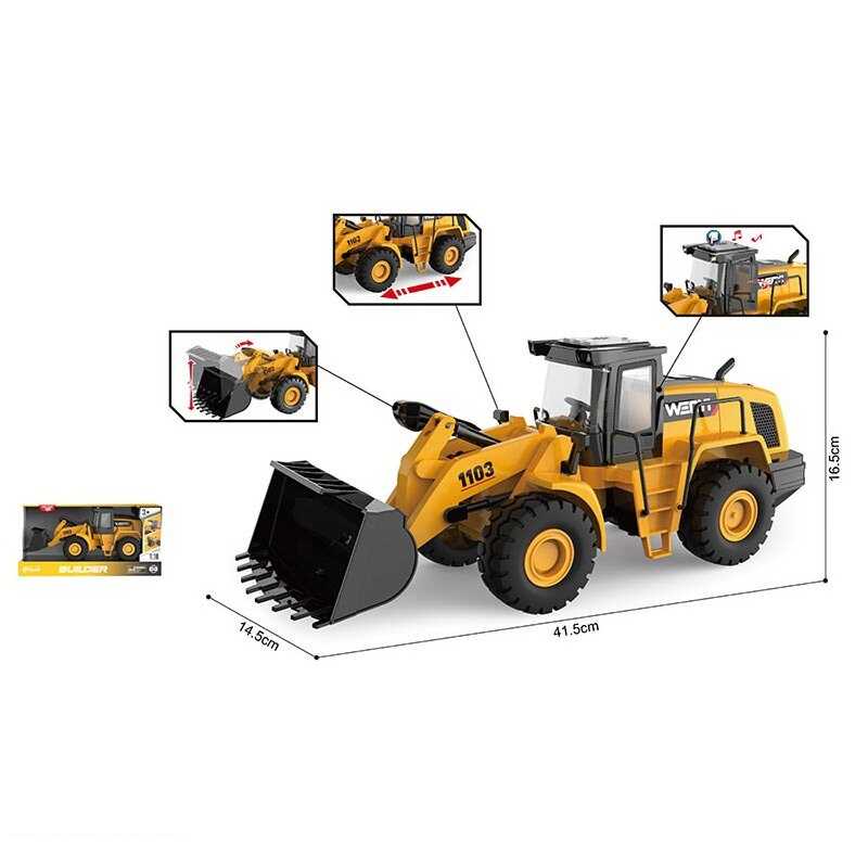 Спецтехніка WY 1103 A (12) “Екскаватор”, звук, підсвічування, інерція, гумові колеса, масштаб 1:10,