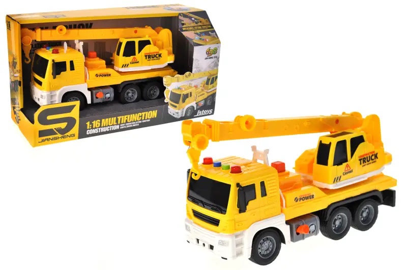 Вантажівка кран інерційна, озвучена, зі світлом, в коробці JS105 р.33*13,5*17,5см
