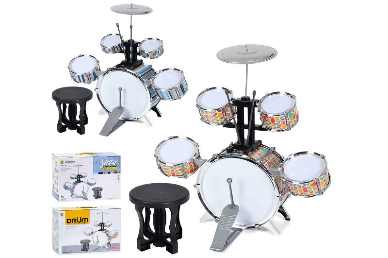 Барабан 1675T-2033T (9шт) барабанна установка, 59-34-в67см, барабан 5шт, тарілка, стільчик, 2 види,