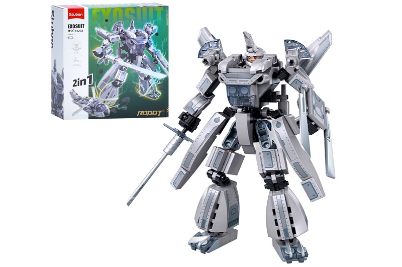 Конструктор SLUBAN M38-B1282 (32шт) 2в1 (робот 16,7см, вертоліт), фігурка, 218дет, в кор-ці, 22-23,5