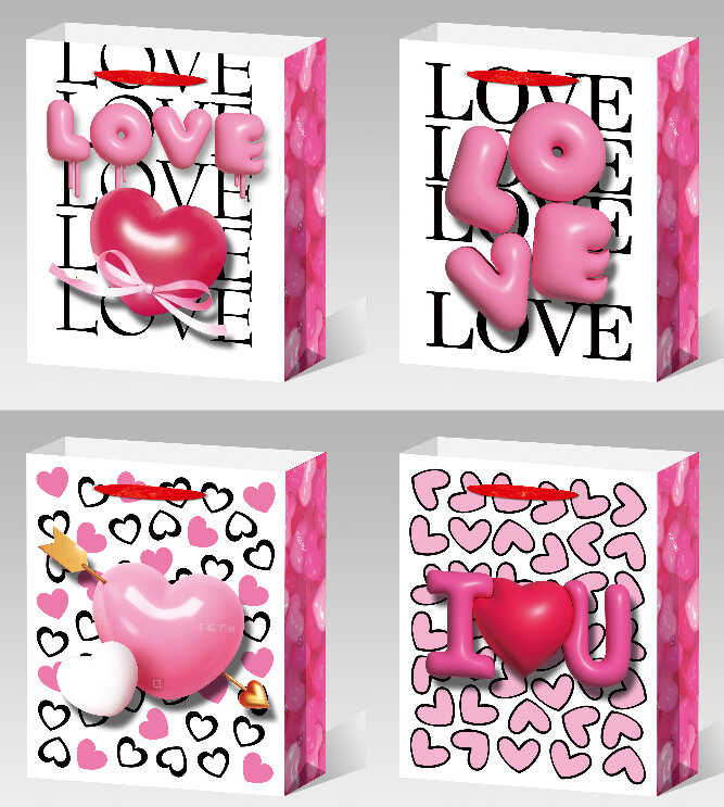 Пакет подарунковий C 75738 (720) 4 види, МАЛЕНЬКИЙ, МІКС ВИДІВ