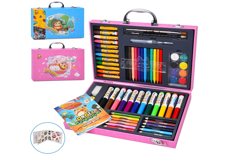 Набір для творчості MK 5776-90 (12шт) фломастери, олівці, воск.крейда, акв.фарби, лінійка, 90пр, 2 в