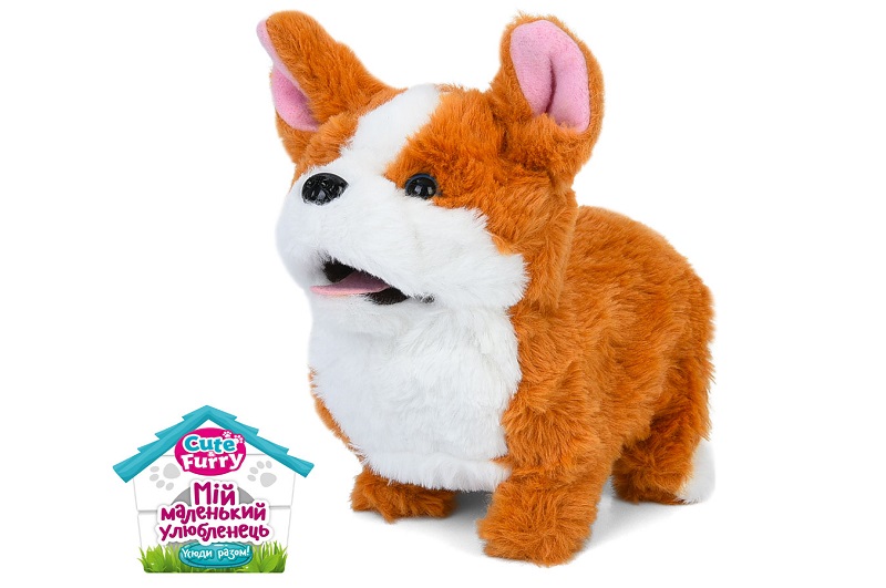 Собака 933-211E-1 (42шт) 17см, звук, ходить, рухлива голова, на бат-ці, у пакеті, 17-16-8см