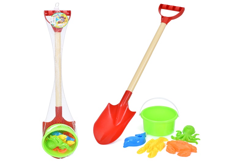 Набір для пісочниці 666-135TJ (40шт) відро 13-13-8см, лопата 65см, морськи мешканці 4шт, в сітці, 70