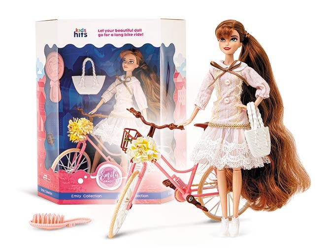 Лялька арт. KH23/019 (24шт/2)   Emily Romantic з велосипедом короб. 30*34*10  см