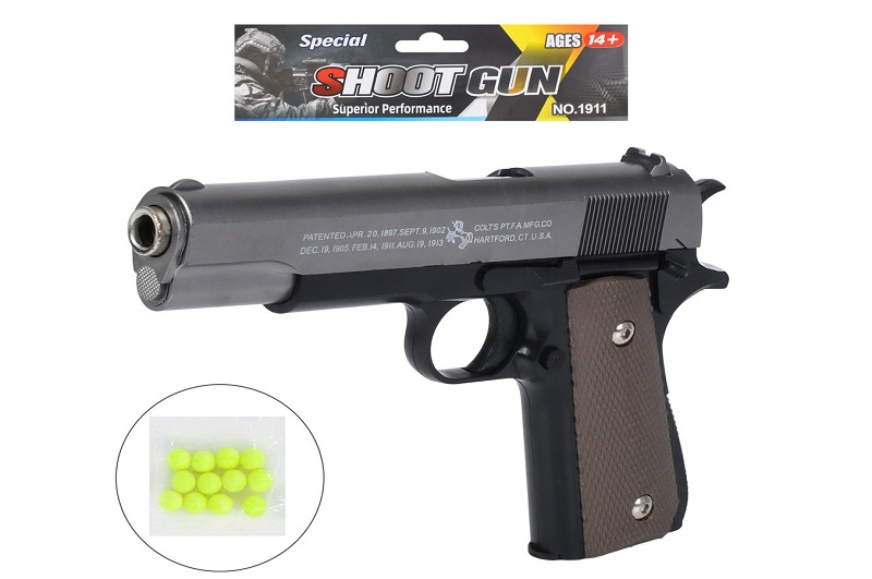 Пістолет 45676 (36шт) 21см, пластикові кулі, у пакеті, 16-25-3см