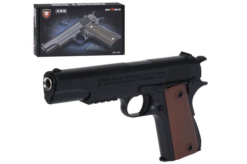 Пістолет J03 (42шт) 23см, стріляє пластиковими кулями, в кор-ці, 26,5-17-5см