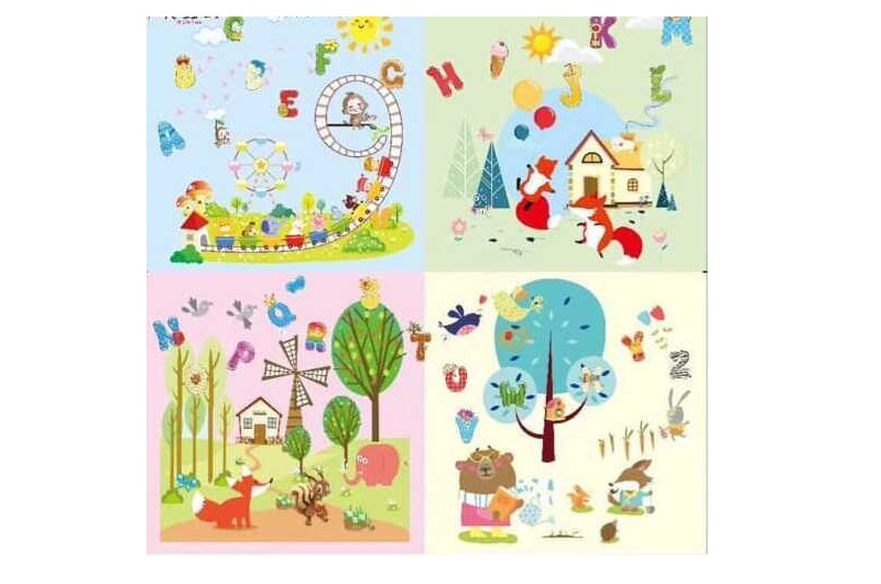 Килимок-пазл M 20347 (15) 4 м`які елементи, матеріал: EVA, розмір пазла:61x61х1 см, в плівці