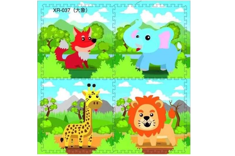 Килимок-пазл M 20355 (15) 4 м`які елементи, матеріал: EVA, розмір пазла:61x61х1 см, в плівці