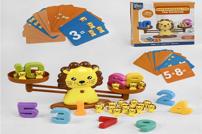 Балансир Лев" 32846 (12/2) “4FUN Game Club”, 54 елементи, 3 рівні гри, 30 двосторонніх карток, цифр"