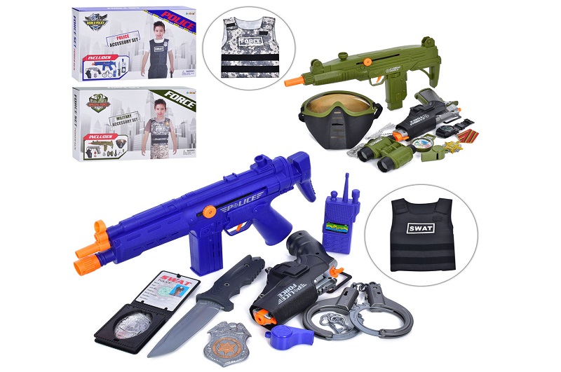 Набір зі зброєю 36310-20 (12шт) трещітка, автомат 37см, пістолет/револьвер (звук,світло, на бат-ці т