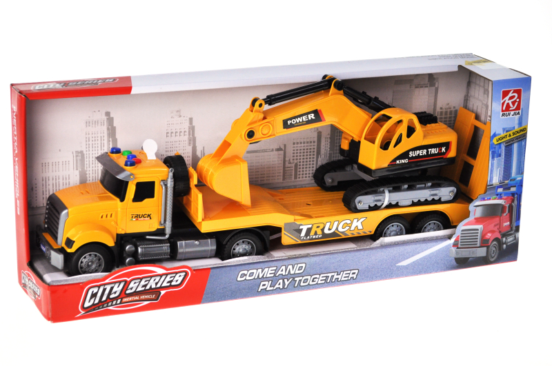 Машина автовоз RJ6674-4 з екскаватором, інерційна, озвучена, зі світлом, в коробці р.44,6x10x16,6 см