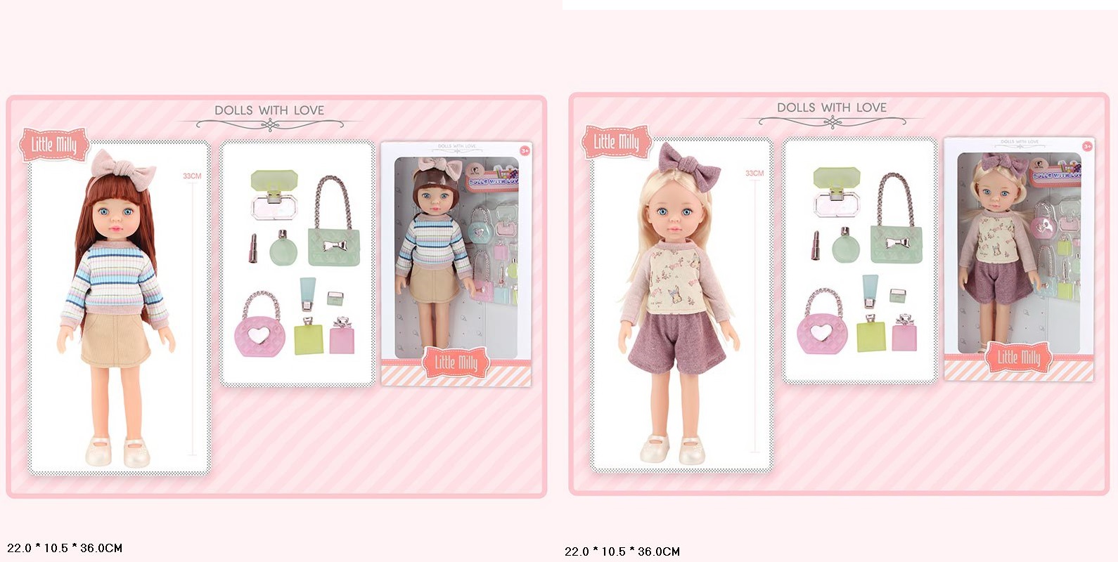 Лялька арт. 91099-I/J (36шт/2)   мікс 2 види, в наборі аксес короб. 22*10*36см