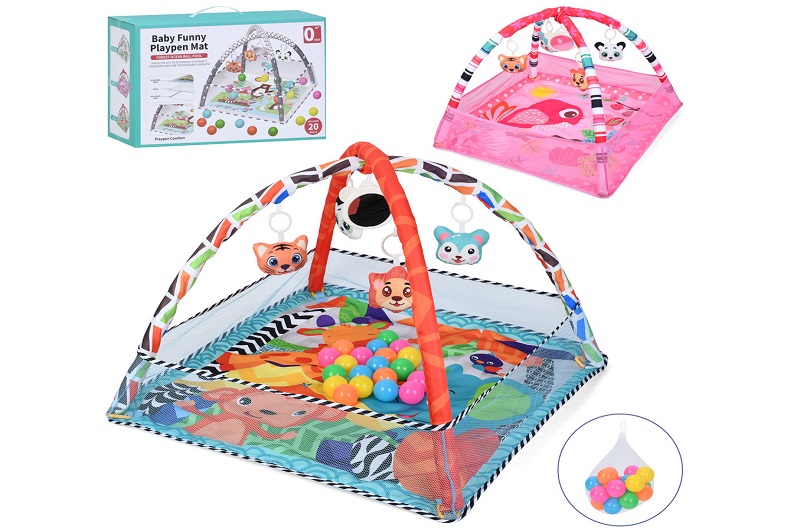 Килимок для немовляти 8711-8712 (8шт) 2в1 (манеж), 76-76-в50см, бортик 16см, дуга 2шт, підвіски 5шт