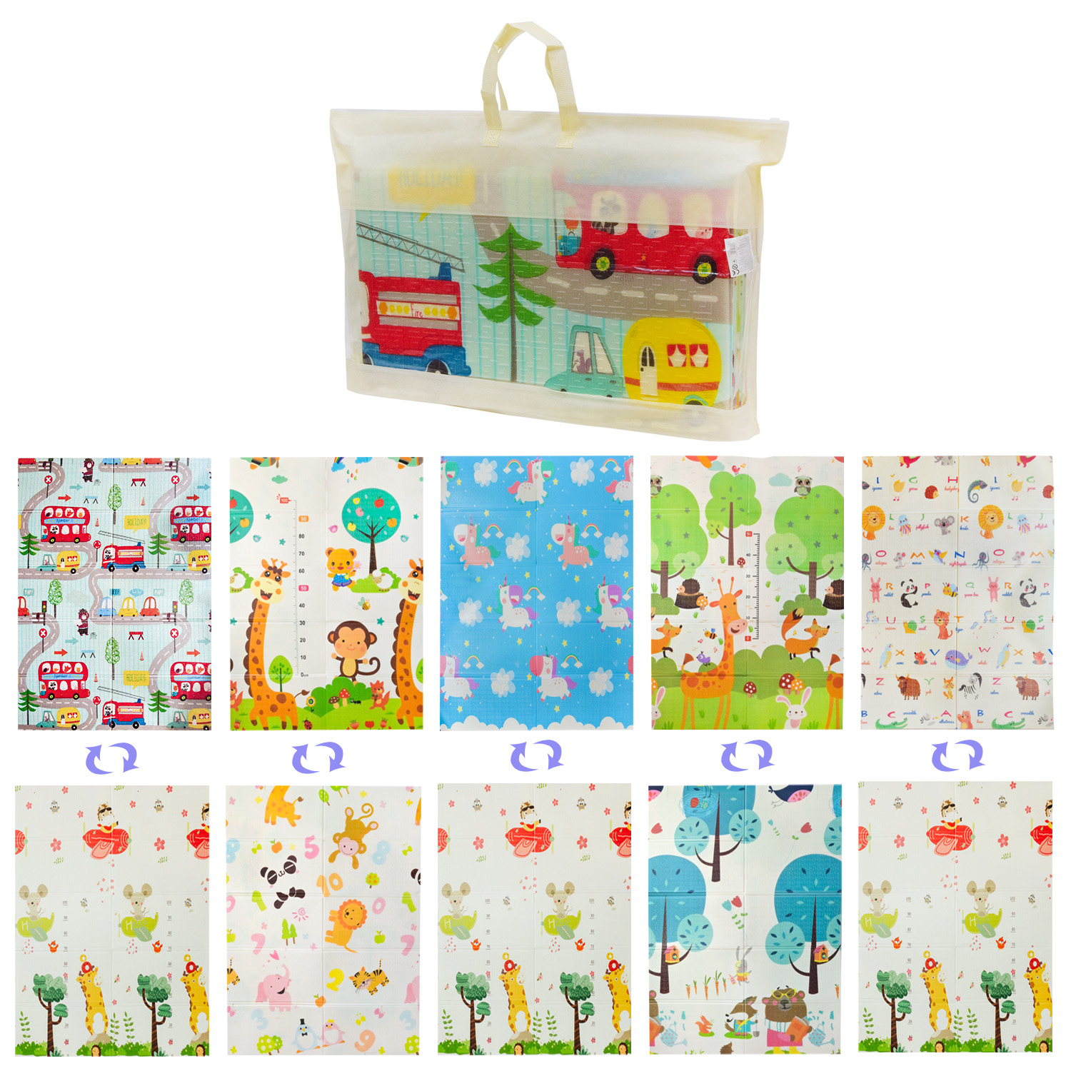 Килимок термо двохстор. арт. K6601 (30шт)5 видів, складний, матеріал XPE, р-р 117*176*0,8 см, у сумц