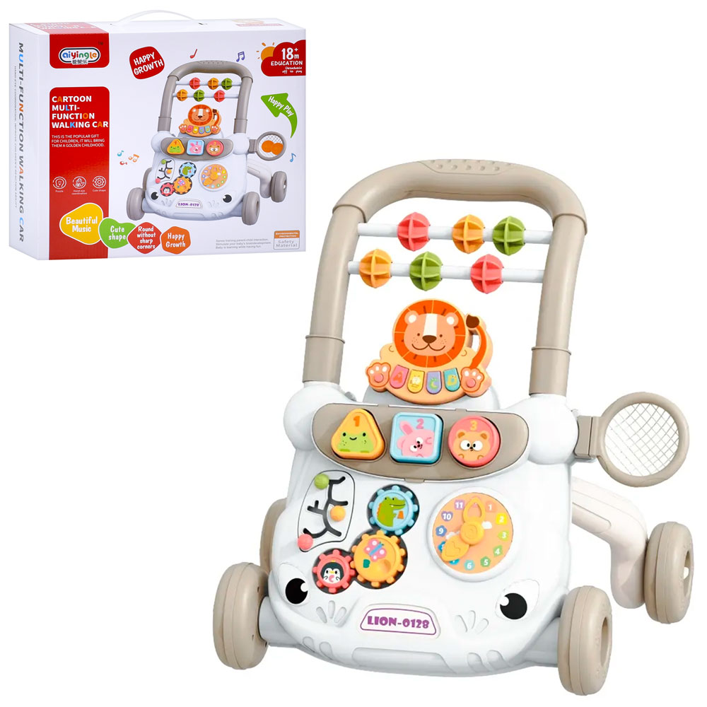 Каталка-ходунки 368-28 (16шт) ігрова панель,шестерні,годинник,сортер,лабіринт,рухл. дет.,піаніно-муз