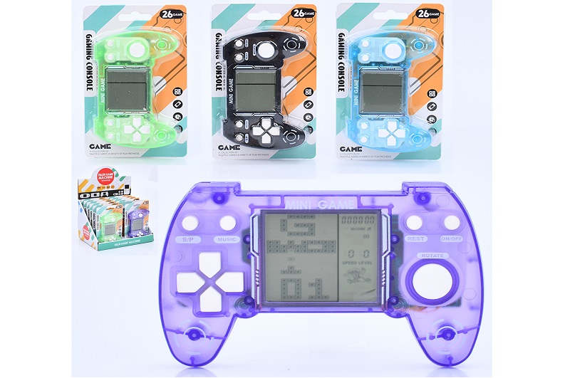 Тетрiс LZ8904-1 Упак12шт (72шт) 12,5-8-2см, на листі, 26в1,ч/б екран,звук, муз,на бат-ці, 12шт(4кол