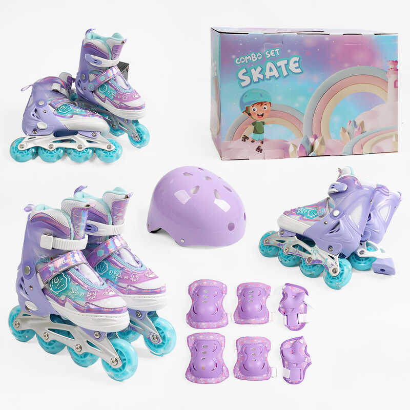 Ролики с захистом 61312-91 М розмір 35-38 (6) фіолетовий, колеса PU, ПЕР. КОЛ. СВІТ., устілка 20-23с