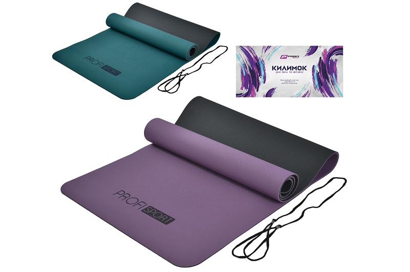 Йогамат MS 0613-MIX-1 (12шт) для йоги/фітнесу, TPE, 183-57см, 6мм, двокольоровий, MS 0613-25 мікс (4