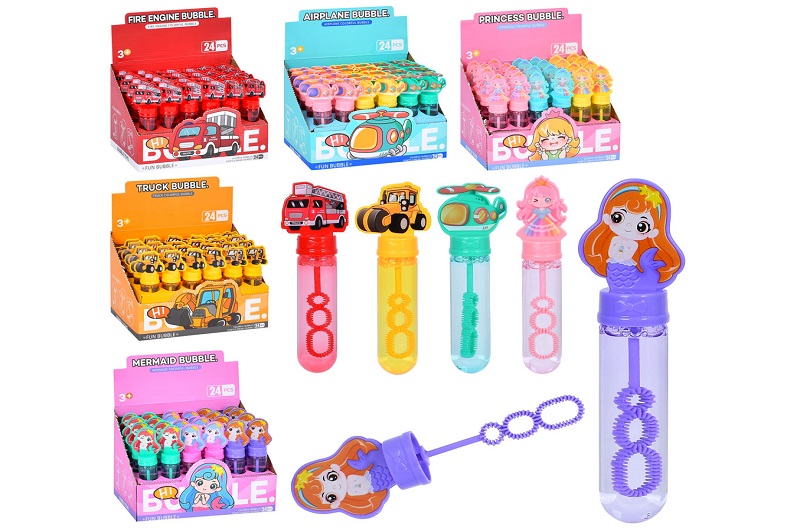 Мильні бульбашки 2231-2-3-5-7 Упак24шт(216шт) 5 вид диспл (будтехн,вертоліт,русалка,принцеса,пожежн