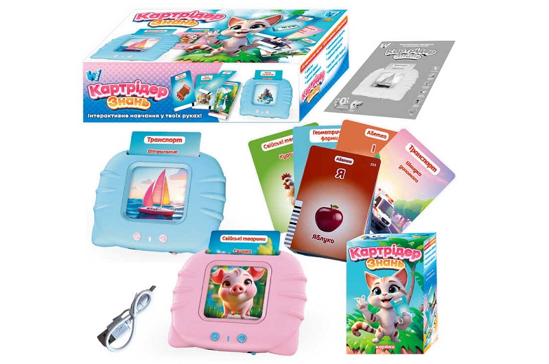Картридер Знань 84499 (60)  WToys",2 кольор,ОЗВУЧ.УКР.МОВ.,USB-каб,регул.гучності,112карток,224 зоб"