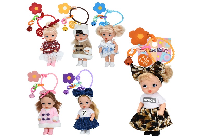 Лялька DH2393 (84шт) 11см, петелька, дзвіночок, брелок, аксесуар на сумку, 6 видів, у пакеті, 10-14-