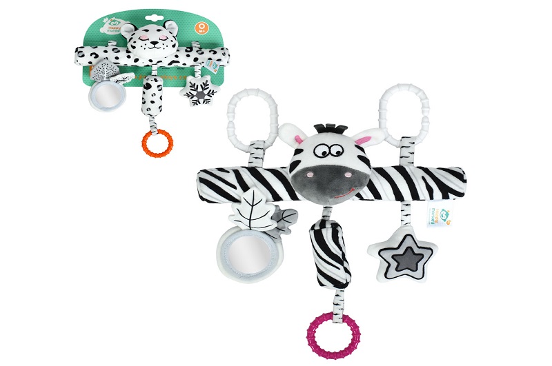 Підвіска HB 0102 AB (24шт) на коляску/на ліжко, 32-25см, тварина,дзеркало,пискавка, брязкальце, плюш