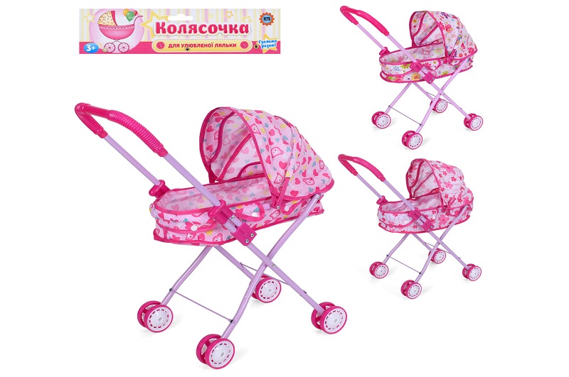 Коляска для ляльки 2в1 CARRELLO ULTRA 9696  PINK з сумкою метал.кор.51*14,5*44,5 /1/