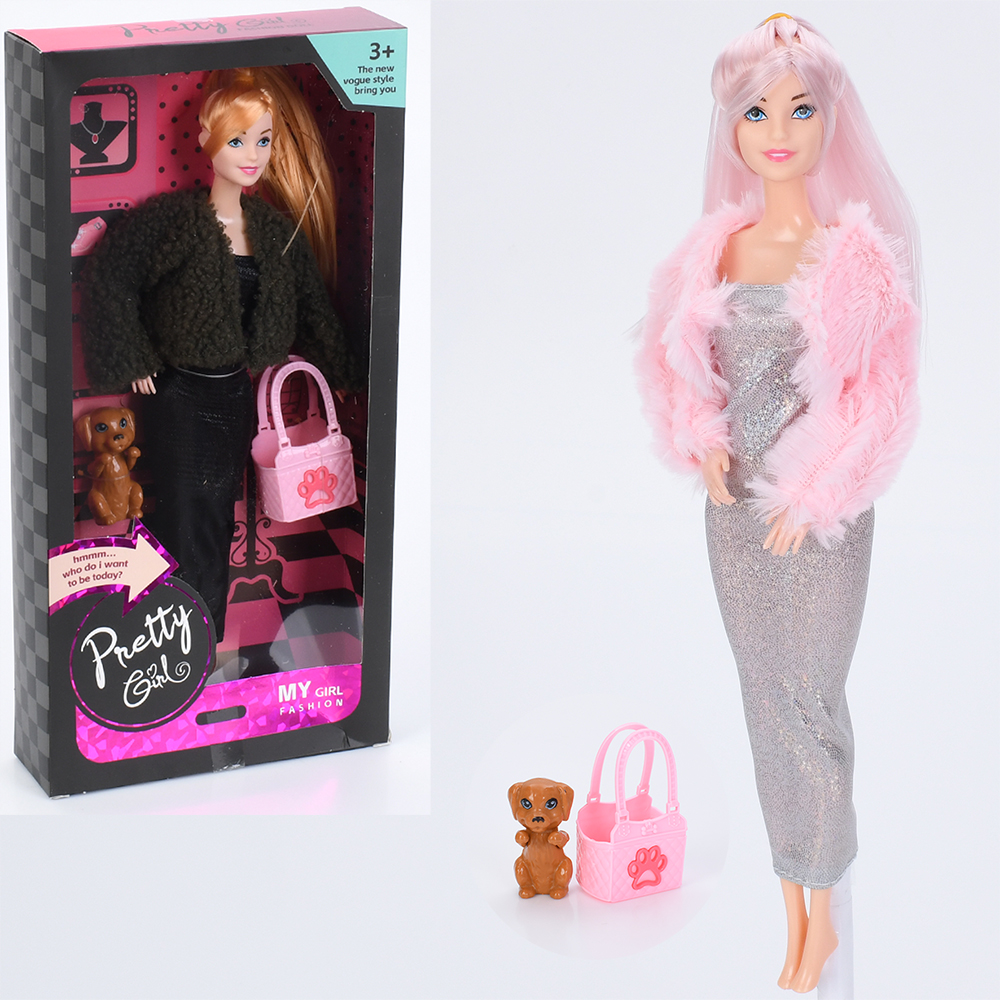 Лялька YY2137J (80шт) 29см, шарнірні руки, сумка, собака, 2 види, в кор-ці, 16-32,5-5см