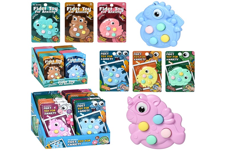 Гра 555-1-2 (288шт) 8-7см, антистрес, тренажер для пальців, м'які кнопки, на листі, 2 види дисплеїв,