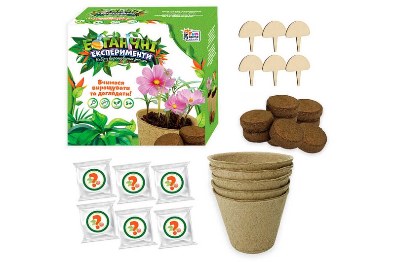 Ботанічні експерименти 82092 (24/2) 4FUN Game Club", ґрунт, горщики, таблички, насіння, інструкція,"