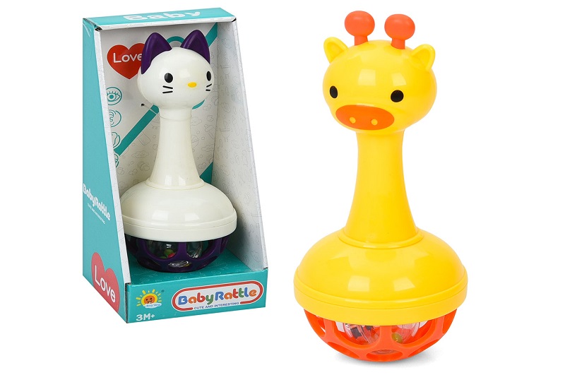 Брязкальце 2862-2-4-5-6-7-8 (180шт) 15см, тварина/пташка, прорузувач, 6 видів по 2 кольори, в кор-ці