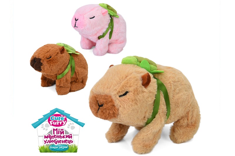 М'яка іграшка YG0340 (70шт) капібара, 15-14-10см, стрибає, звук, рухливий ніс, 3 кольори, на бат-ці,