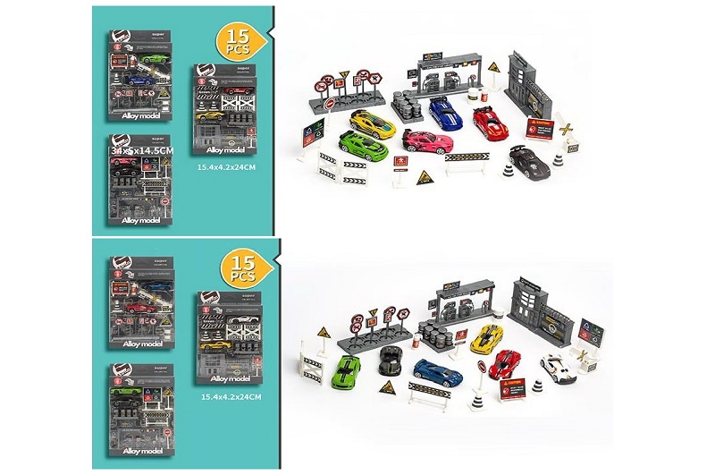 Набір транспорту метал арт. 2127/2127A (144шт/2) 2 види, 15елементів в наборі, короб. 15,4*4,2*24см