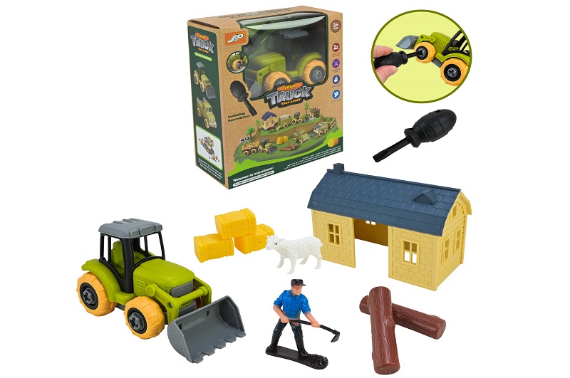 Ігровий набір арт. 8834 (60шт/2) ферма,трактор,інструменти,аксесуари у короб.18,8*8,8*22,5см