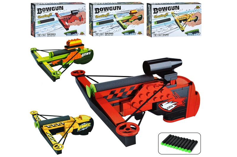 Арбалет QX2001-2-3 (60шт) м'які кулі-присоски 10шт, розібраний (конструктор), 3 види (63дет,78дет, 8