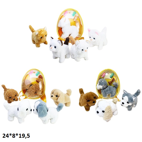 Песик/котик PE882-2/PE882-1/PE882-8 м'як.батар.муз.ходить.3в.в сумці 24*8*19,5 /72/