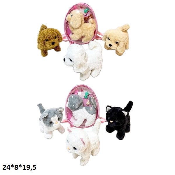 Песик/котик PE881-11/PE881-12 м'як.батар.муз.ходить.2в.в сумці 24*8*19,5 /72/