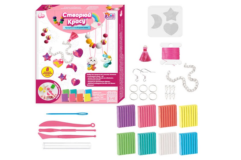 Набір полімерної глини 76948 (36) 4FUN Game Club", 8 кольорів глини, форми, фурнітура, ланцюжок, ел"