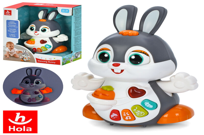 Гра HE9991 (12шт) зайчик, 20см, звук, музика, світло, їздить, рухає лапами, кліпає очима, на бат-ці,