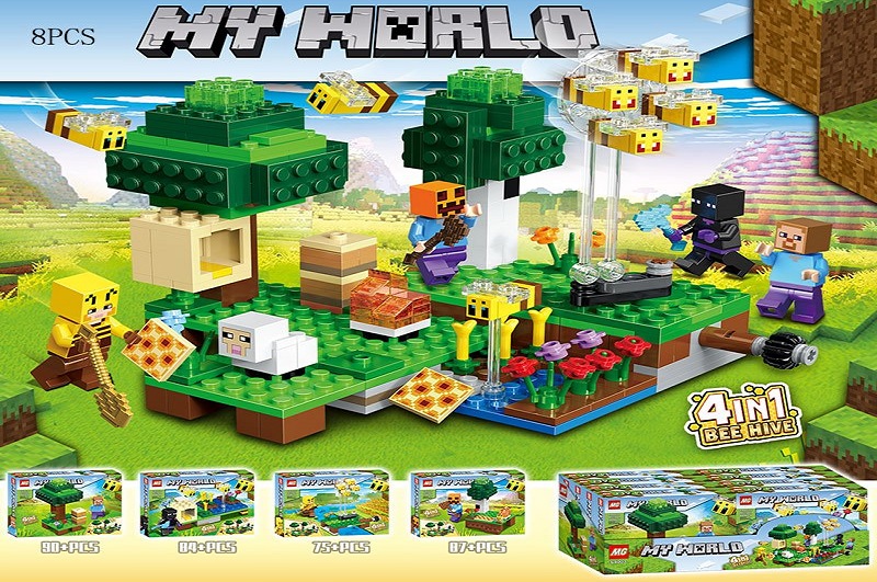 Ігровий набір конструктор  арт. 64003, MY WORLD  75-90дет., 4види, 8шт у дисплей боксі 48,6*19*19,3с