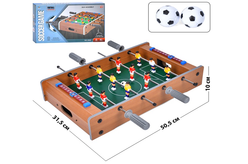 Футбол 2990 (12шт) дерев'яний, на штангах, 31,5-50,5-в10см, поле 40-29см, шкала ведення рахунку, в к