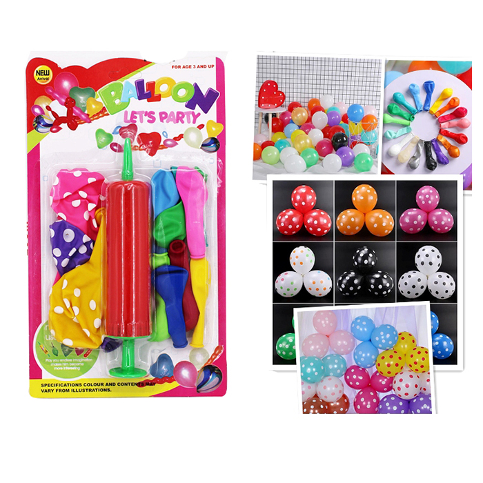 Повiтрянi кульки MK 5480 (100шт) 14шт, насос, на листі, 28,5-17-4см